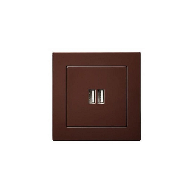 Розетка 2xUSB Liregus Epsilon коричневый 28-1453 Фото № 