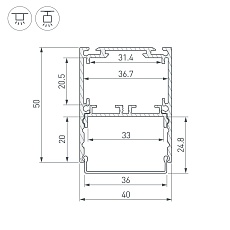 Профиль Arlight SL-Line-4050-3L-2000 Anod 044666 2