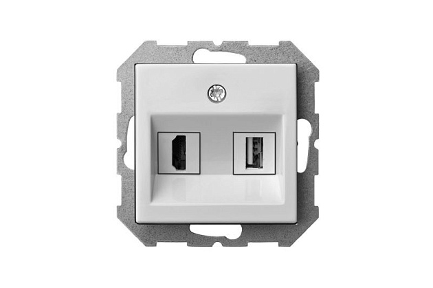 Розетка HDMI/USB Liregus Epsilon белый 28-035 Фото № 2