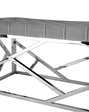 Банкетка Stool Group АРТ ДЕКО вельвет серый сталь серебро BENCH-016-GR 2